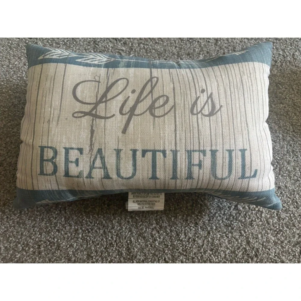 Mainstays Life is Beautiful Rustic Farmhouse Lumbar Accent Pillow